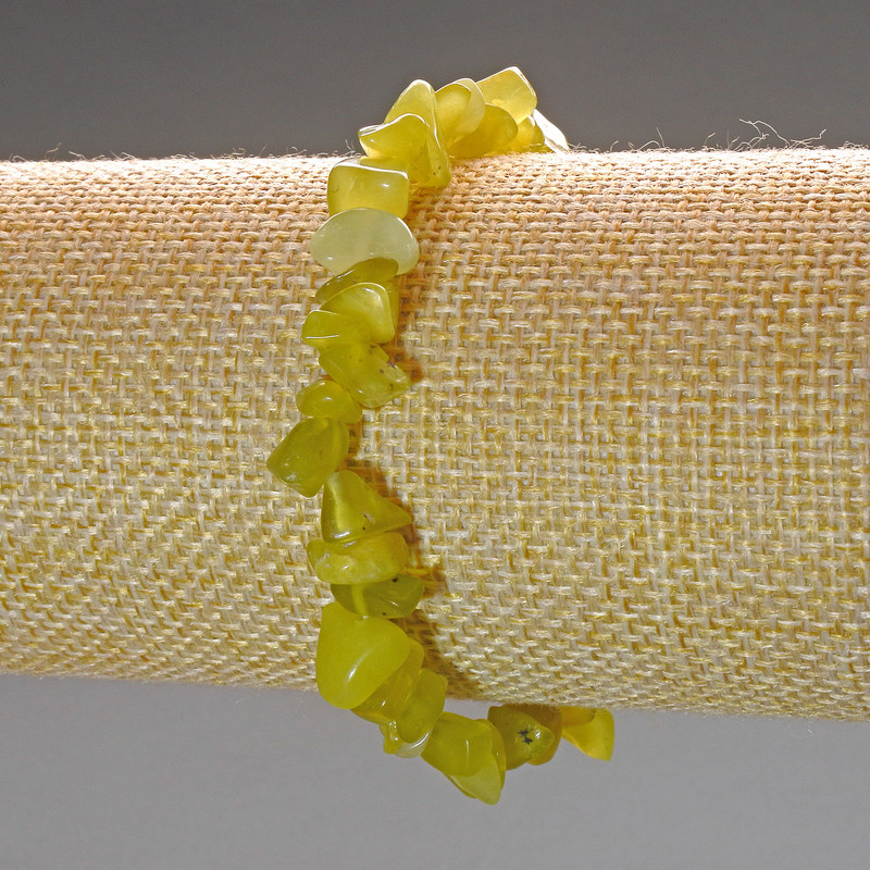 Jadeite Bracelet Yellow Chip, diameter 10×4mm±, length 18cm (stretch)
