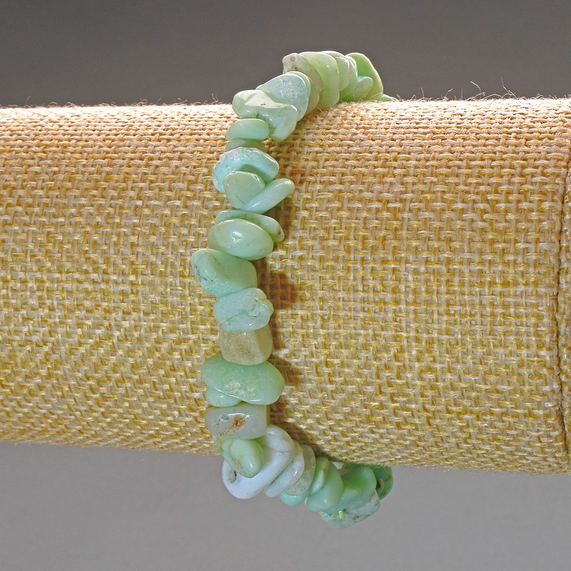 Bracelet Amazonite natural stone碎 fragments, diameter 9x3mm+-, length 18cm (stretch)