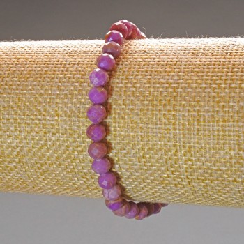 Bracelet Phosphosiderite natural stone faceted bead, diameter 6mm±, length 18cm (stretch)
