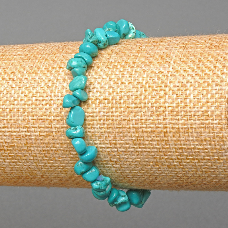 Turquoise bracelet light blue chip (single) rough texture, diameter 6x4mm ±, length 18 cm (stretch)