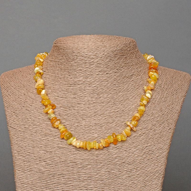 Necklace Yellow Turquoise natural stone chip, diameter 7x3mm±, length 47cm