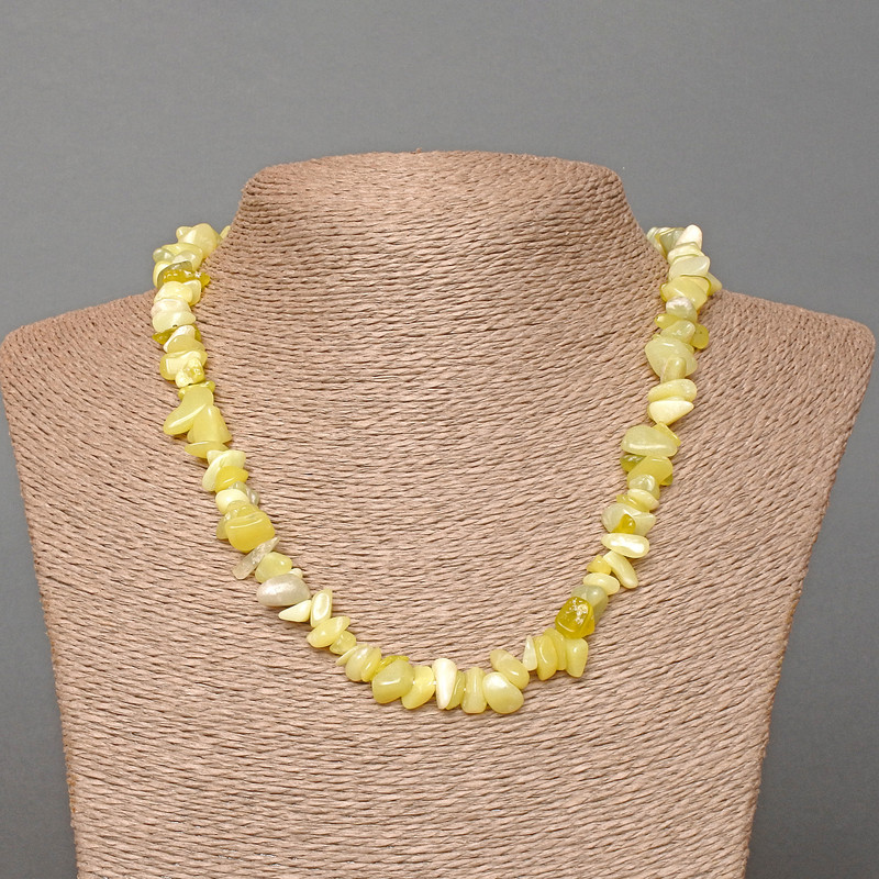 Necklace Jadeite Chip, 8x3mm+/-, length 47cm