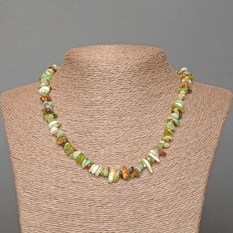 Chrysoprase Necklace, Natural Chip Stone, diameter 7×3mm, length 47cm