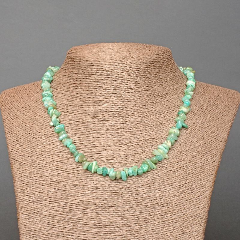 Amazonite Necklace natural stone碎 shard, diameter 7x3mm+-, length 46cm