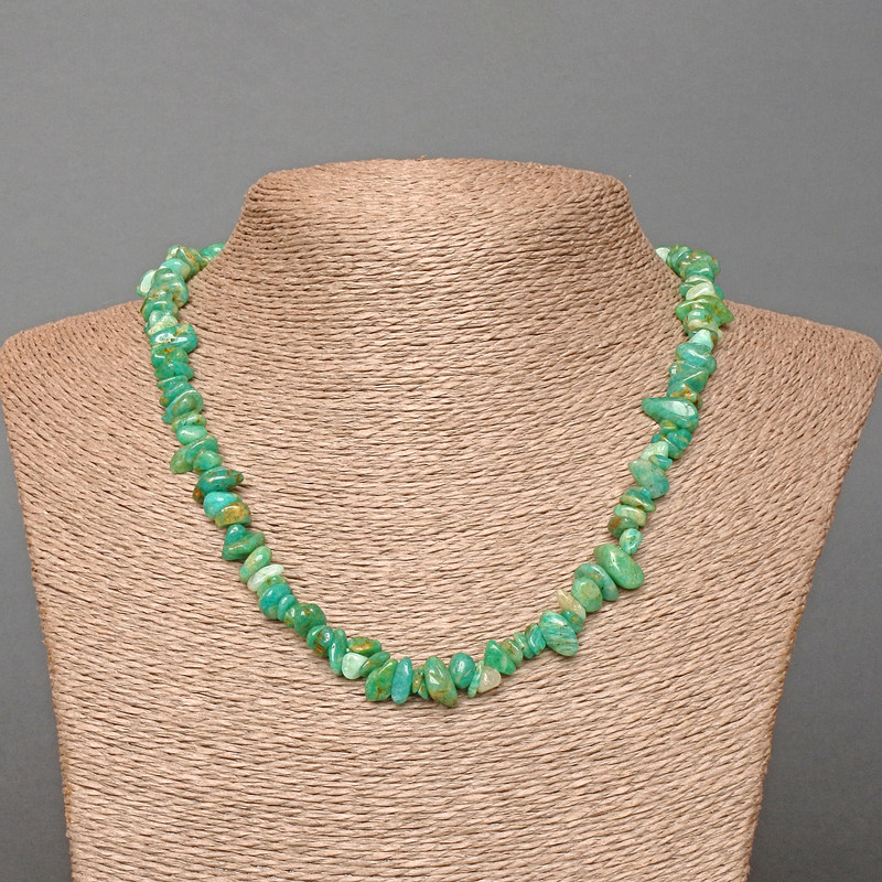 Amazonite Necklace natural stone chip, diameter 7x3mm±, length 46cm