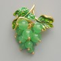 Brooch Pendant Grapes with Jade Beads Jade, green enamel, gold-tone metal 35×45mm
