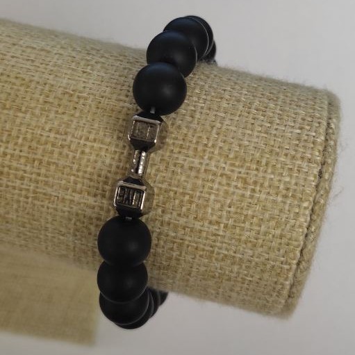 Shungite Bracelet (single) Dumbbell, 10mm diameter, 18cm length +- (stretch)