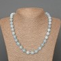Aquamarine Necklace natural stone smooth bead, diameter 10mm±, length 50cm±