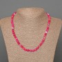 Necklace Agate raspberry matte natural stone smooth bead, diameter 6mm±, length 49cm±