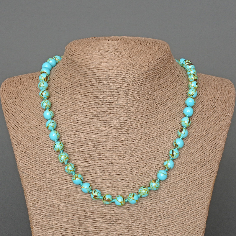 Emperor Blue Jasper Necklaces (raw) smooth bead, diameter 8.5mm ±, length 50cm ±
