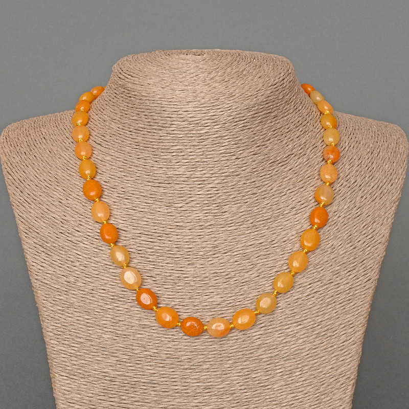 Yellow Agate Necklace natural stone oval, 8×10mm diameter ±, length 48cm±