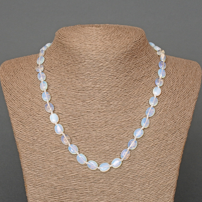 Moonstone Necklace (synthetic) oval, diameter 8×10mm, length 48cm