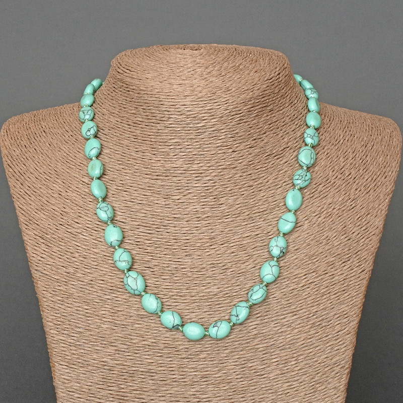 Turquoise Necklace Beads (single) Oval, 8x10 mm diameter, length 48 cm