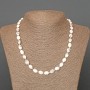Chalcedony Necklace with Natural Stone, Oval Beads 8x10 mm, Length 48 cm