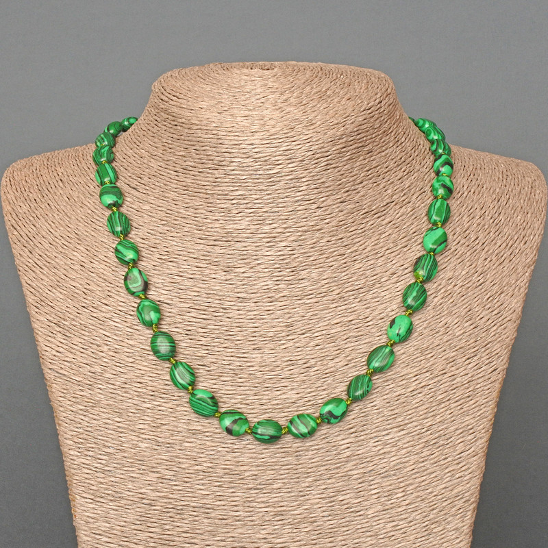 Malachite Beads (raw) oval, diameter 8×10mm±, length 48cm±
