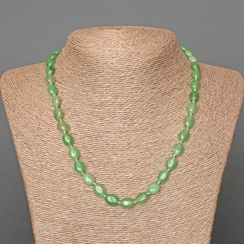 Necklace with Natural Jade Oval Beads, 8x10mm, length 48cm