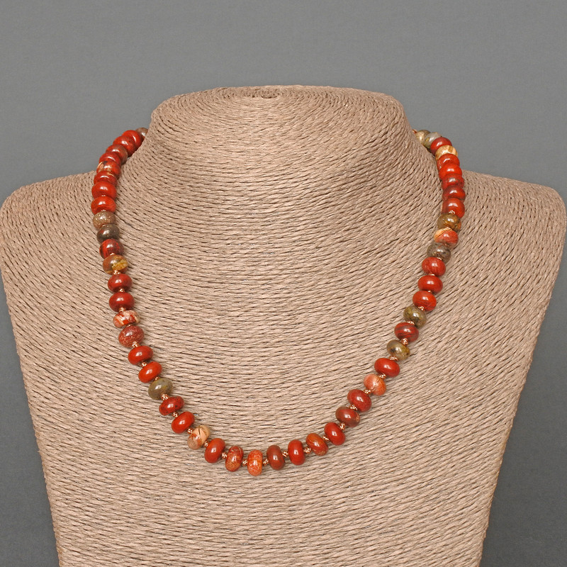 Red Jasper Beads Natural Stone Smooth Rondelle, Ø8×5mm+, length 46cm+