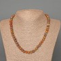 Jasper Picasso Necklace, natural stone, smooth rondelle, 8x5 mm, length 47 cm