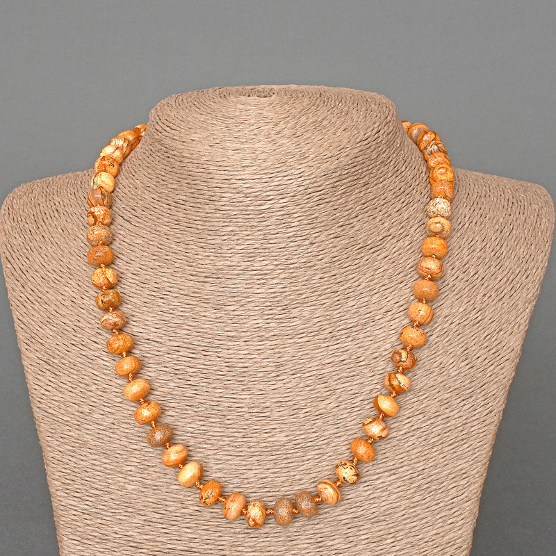 Landscape Jasper Necklace, natural stone, smooth rondelle, 9x7 mm, length 49 cm