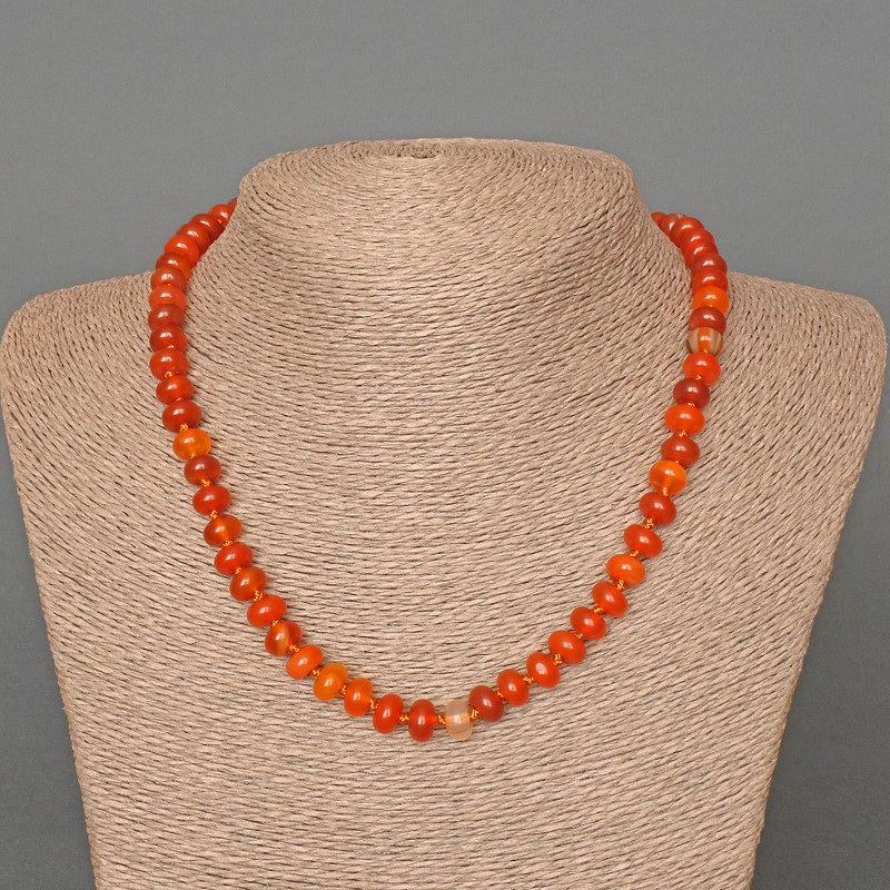Carnelian Bead Necklace Natural Stone smooth rondelle, diameter 8x5mm±, length 46cm±