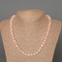 Necklace Rose Quartz Natural Stone Smooth Rondelle, diameter 9x7mm±, length 49cm±