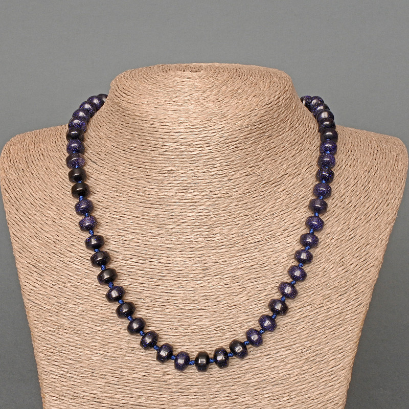 Necklace Aventurine 'Night of Cairo' (synthetic) smooth rondelle, diameter 9x7mm ±, length 50cm ±