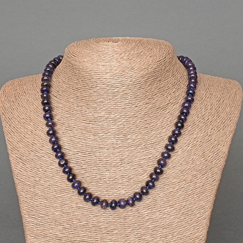 Necklace Aventurine Night of Cairo (synthetic) smooth rondel, diameter 8x5mm+-, length 49cm+