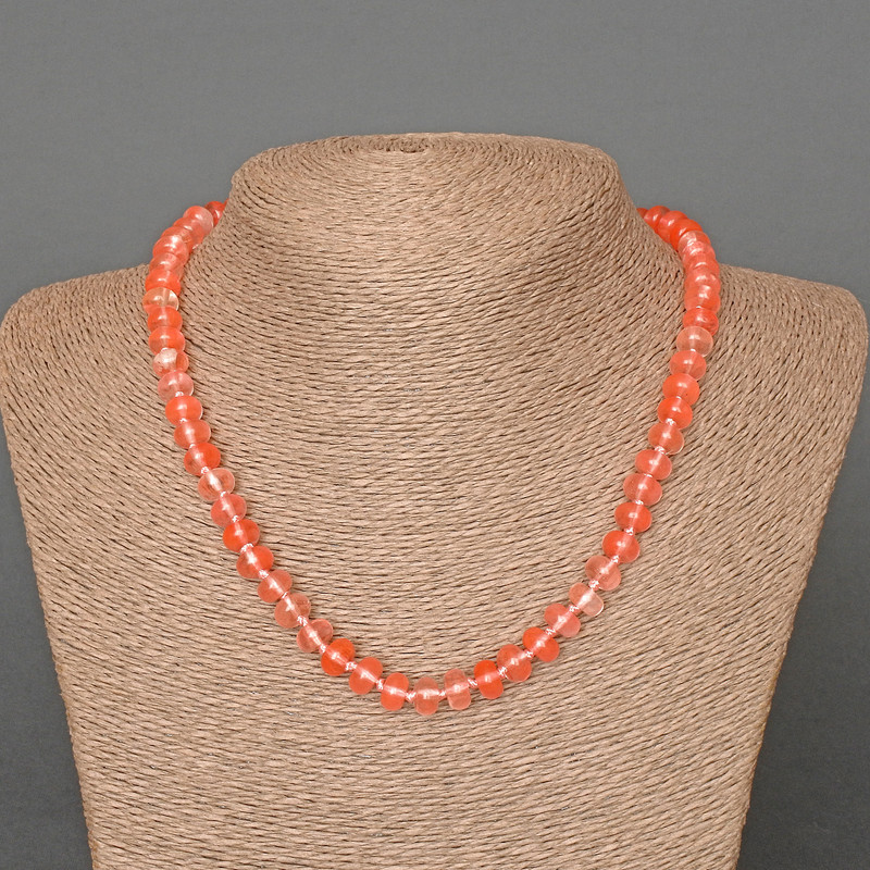 Chalcedony Necklace, natural stone, smooth rondelle, diameter 8×5 mm ±, length 46 cm