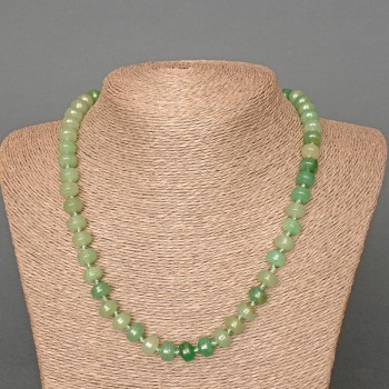 Necklace Jade Natural Stone Smooth Rondelle, diameter 9x7mm ±, length 49cm ±
