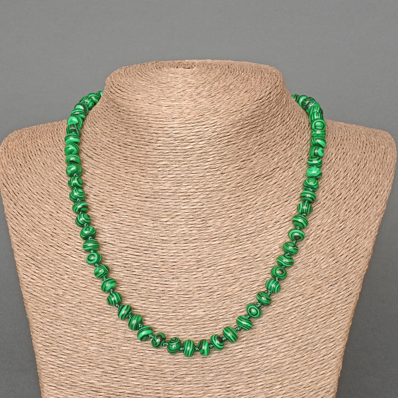 Malachite Beads (single) smooth rondelle, diameter 8×5 mm, length 48 cm