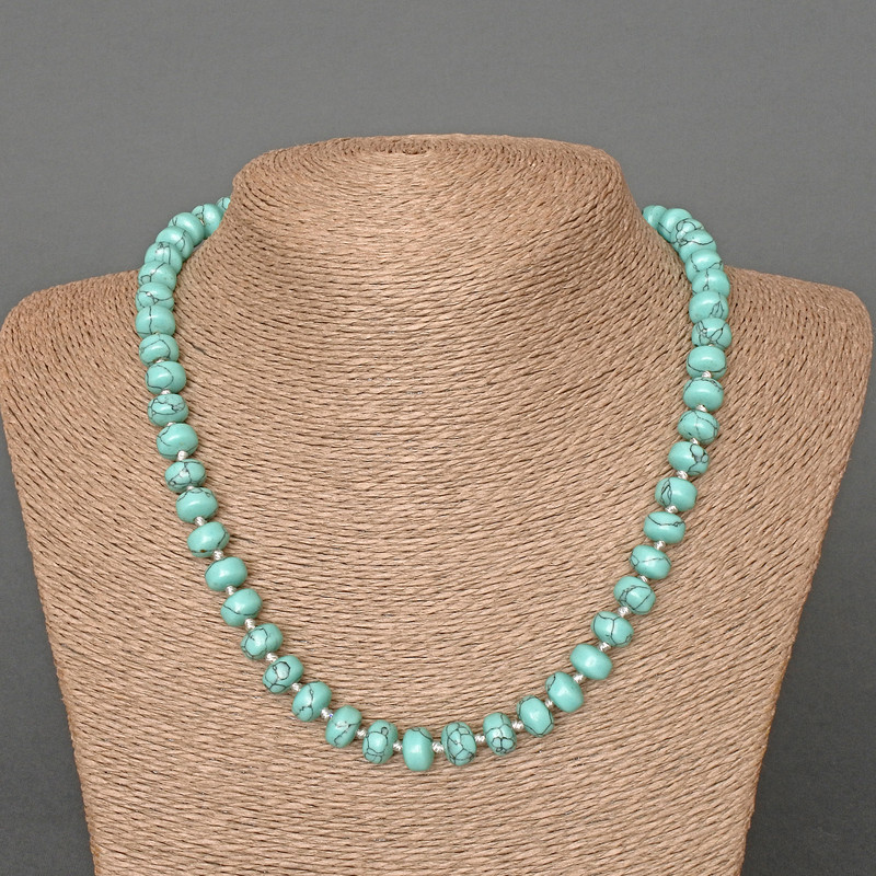 Turquoise Beads (singles) Smooth Rondelle, diameter 9x6mm, length 48cm