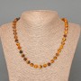 Tiger’s Eye Bead Necklace, Faceted Natural Stone Diamond-shaped Beads, 8x8mm ±, Length 49cm, with Beads