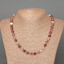 Necklace Turquoise? Wait: need Turmaline. Name: Turmaline natural gemstone cut diamond shape 8x8mm+-, length 49cm, with seed beads
