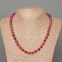 Necklace Turmaline Rubellite Natural Stone Graduated Diamond Beads 8x8mm, Length 49 cm, with seed beads