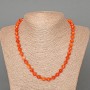 Carnelian Necklace with Faceted Diamond-Shaped Beads, 8x8 mm, 49 cm length, with Seed Beads