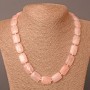Necklace Pink Quartz Natural Stone Rectangle, diameter 13x18mm±, length 48cm