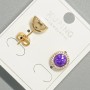 Xuping Stud Earrings with Purple Crystal and White Stones, Round Gold-Plated Frame, 9.5 mm Diameter