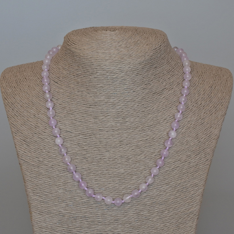 Lavender Amethyst Necklace natural stone smooth bead, diameter 6.5mm ±, length 49cm ±