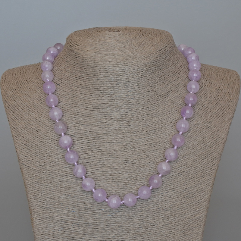 Lavender Amethyst Necklace natural stone smooth bead, diameter 10.5mm±, length 49cm±