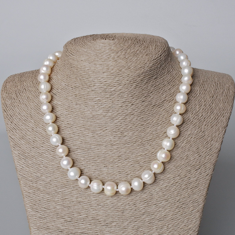 Freshwater Pearl Necklace with Relieved Texture, 11x9mm, 45-46cm length