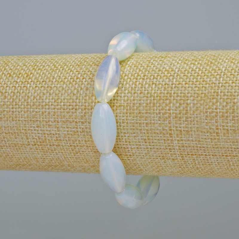 Bracelet Moonstone (synthetic) oval, 10x20mm±, stretch, length 18cm+