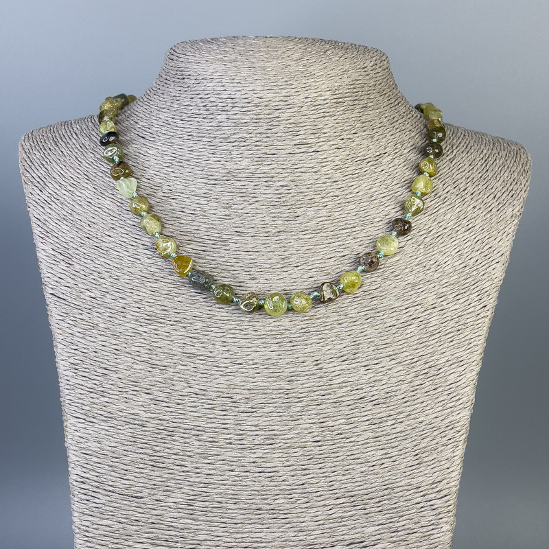 Grossular Garnet Necklace (Green Garnet) Faceted 7x7mm+-, length 51cm+