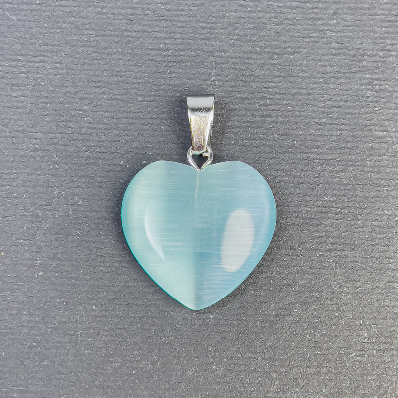 Heart Pendant Blue-lazurite Cat's Eye Synthetic Stone 20x20x5x28mm+
