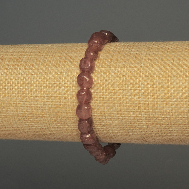 Strawberry Quartz Faceted Bracelet, 8x7mm, 18cm stretch