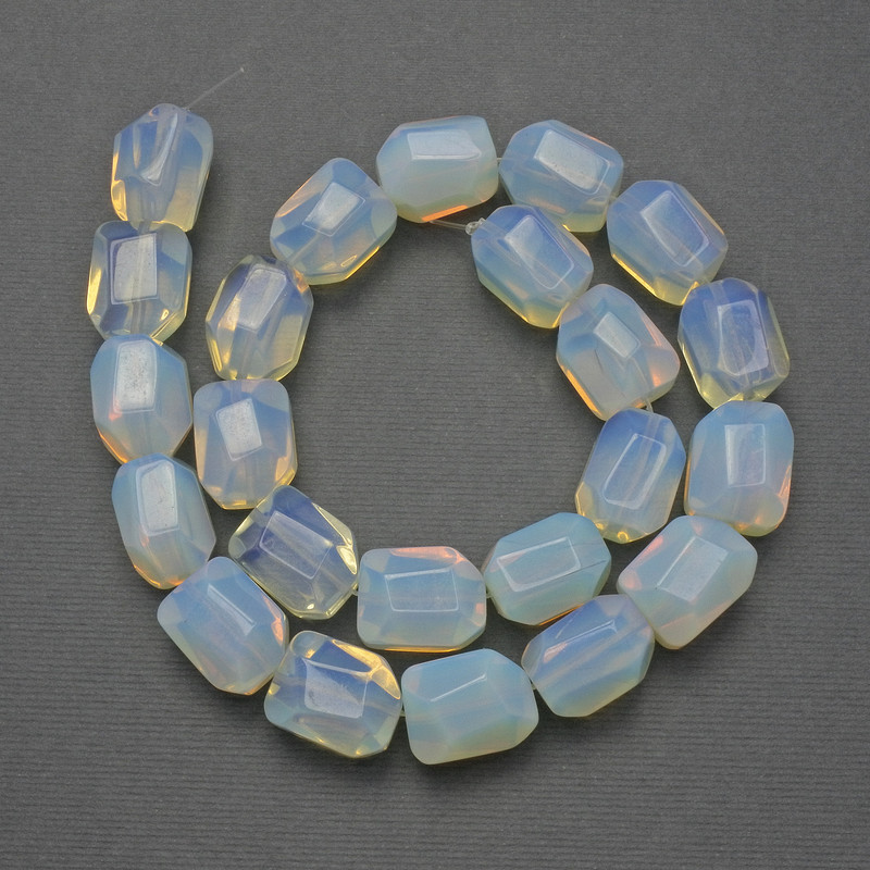 Moonstone Beads Natural Stone Gemstone Faceted, 16x13mm±, on a thread, length 38cm+