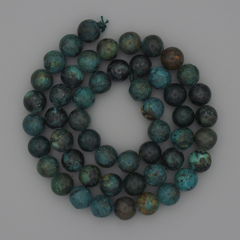 African Turquoise Beads smooth round 8mm on thread, length 39cm +