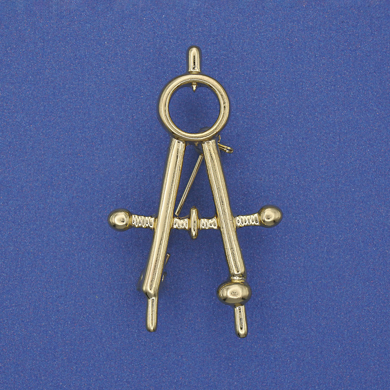 Pin Brooch Caliper Golden Metal 41x24mm+