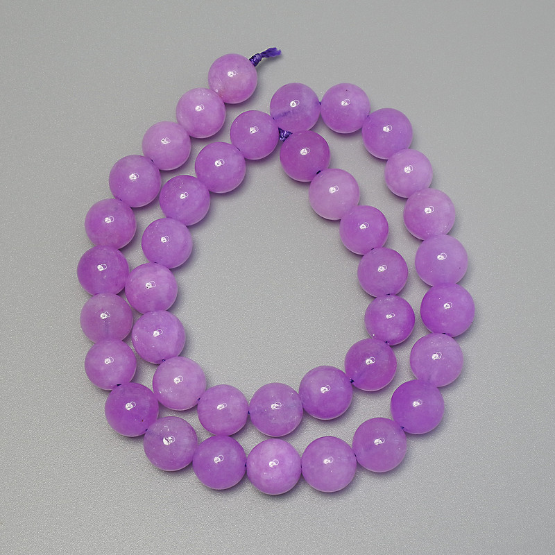 Lavender Amethyst Beads smooth round 10 mm ± on thread, length 38 in ±