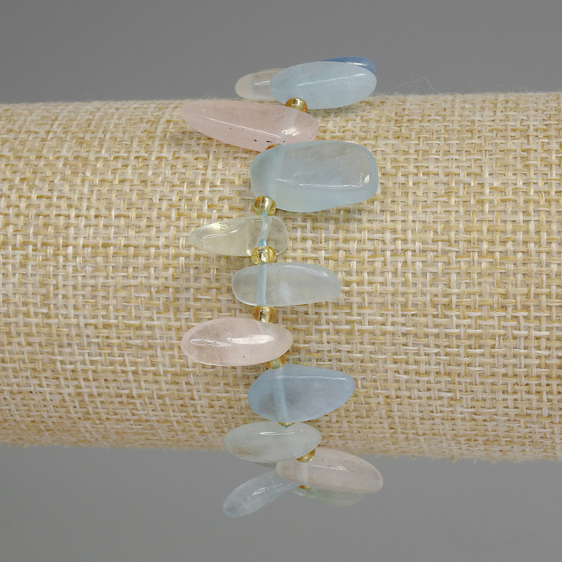 Morganite Bead-Style Bracelet 11-15 x 6-8 mm, 18 cm long, stretch