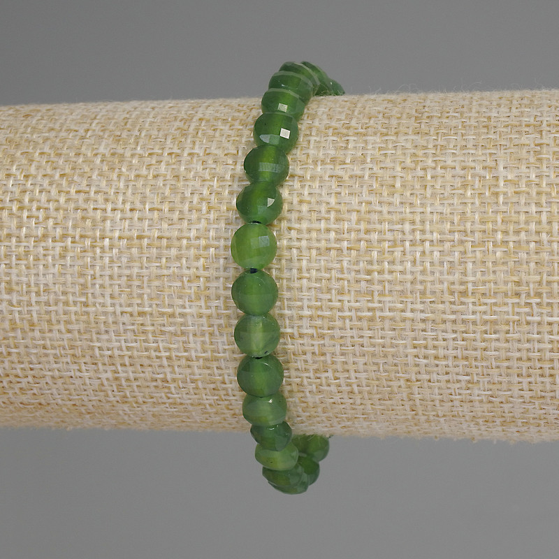 Chrysoprase Bead Bracelet with Granulated Coins, 6mm diameter +-, stretch length 18cm+-